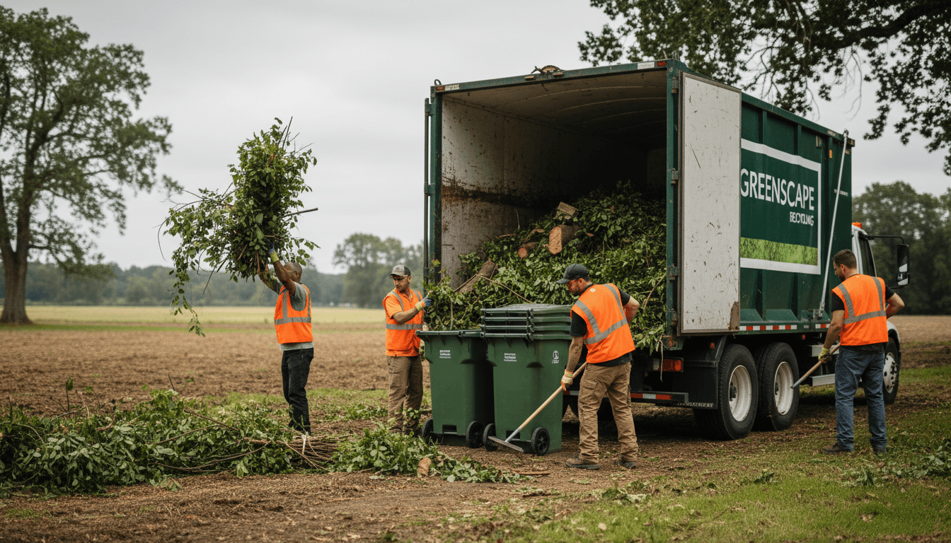 Rubbish removal with garden waste bagged and stacked