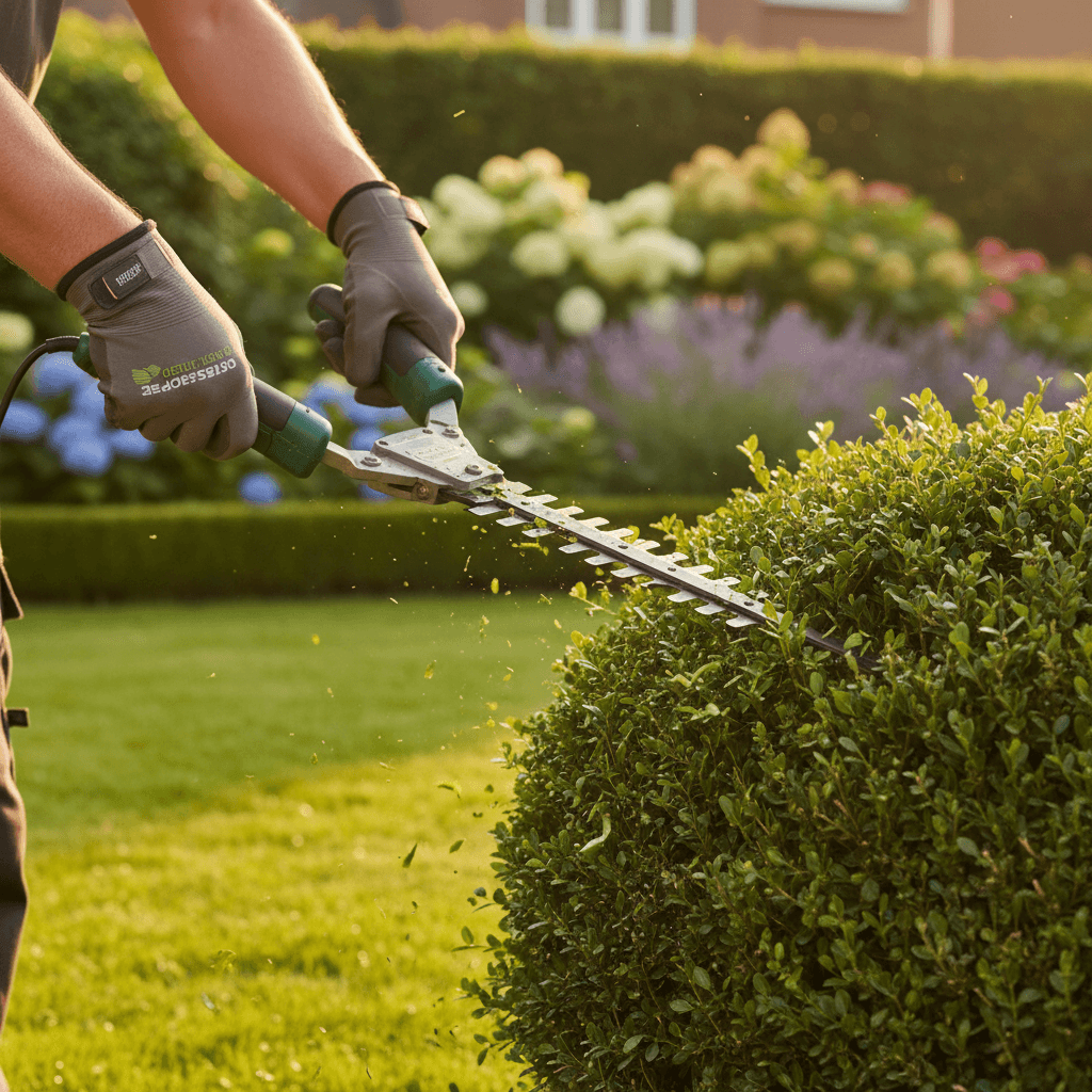 Hedge trimming leaving a straight tidy line